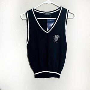 NWT Brandy Melville St George Sweater Vest Preppy Stripe Detail Monogrammed